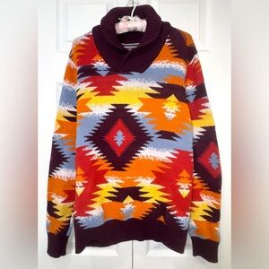 Sun + Stone Ranger Geometric Shawl Sweater Small Unisex